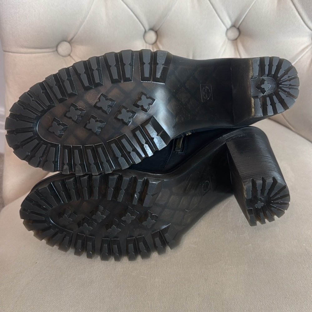Dr. Martens Black Leather Magdalena Heeled Boots with Chunky Sole - Picture 9 of 11